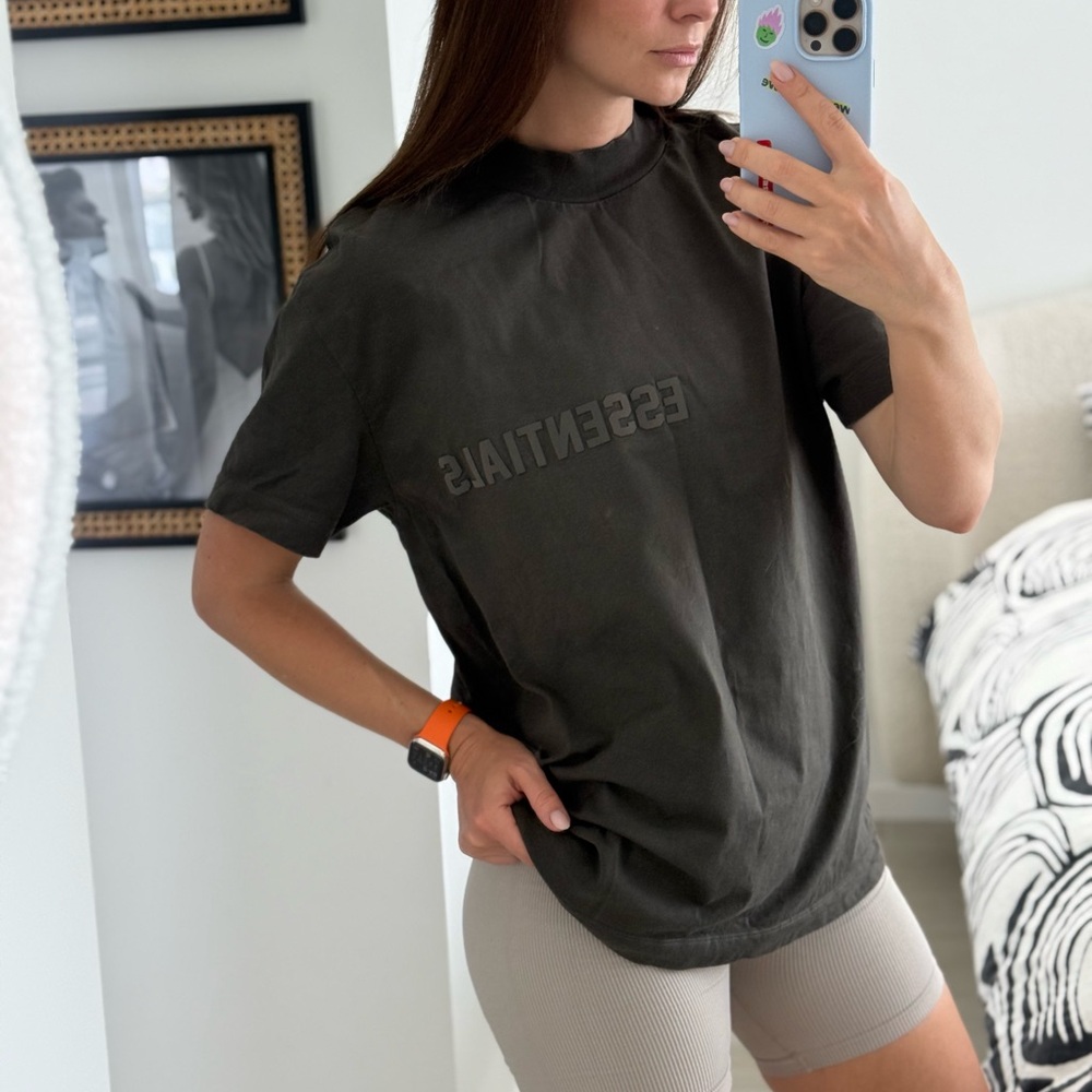 Essentials Dark Olive Oversized Logo T-Shirt